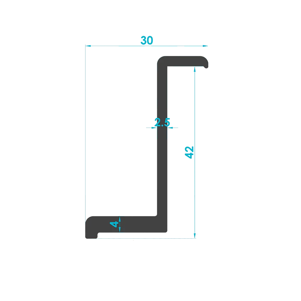 Solar Module End Clamp Profile 42mm (Code: 1389) — Engineering Section Drawing | SolarAlu Global