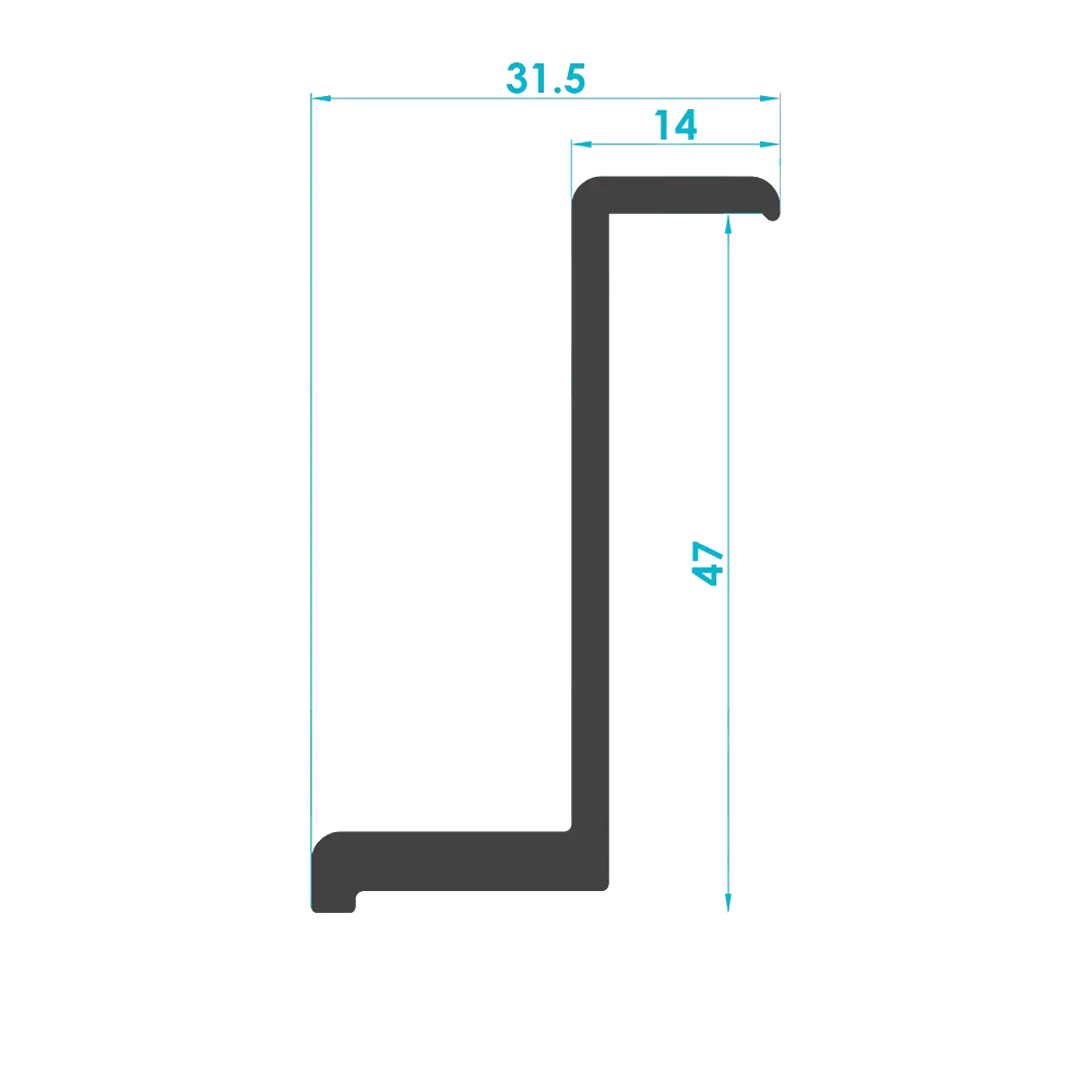 Solar Module End Clamp Profile 47mm (Code: 1391) — Engineering Section Drawing | SolarAlu Global