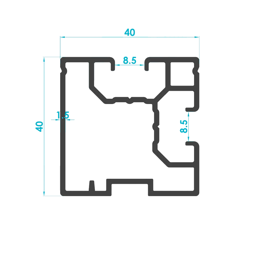 Solar Mounting Rail Profile 40x40mm (Code: 1679) — Engineering Section Drawing | SolarAlu Global