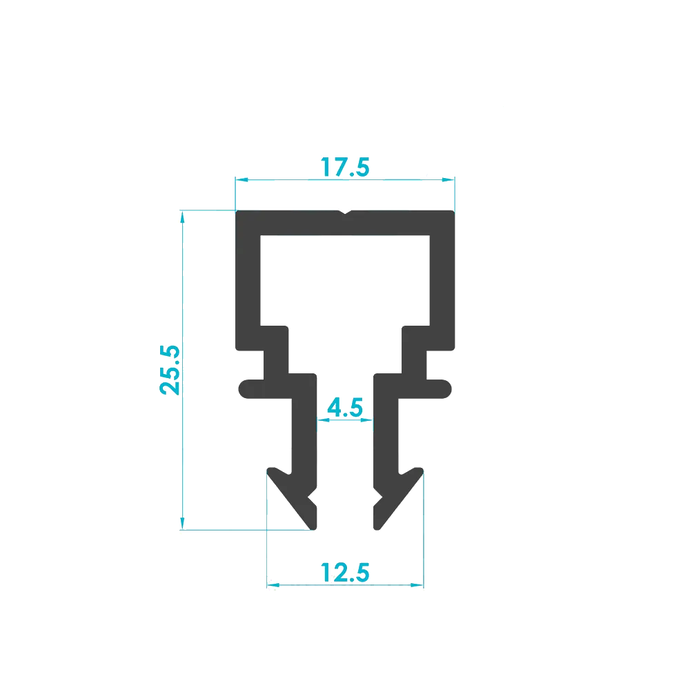 Solar Module Cable Retaining Clip Profile (Code: 1897) — Engineering Section Drawing | SolarAlu Global
