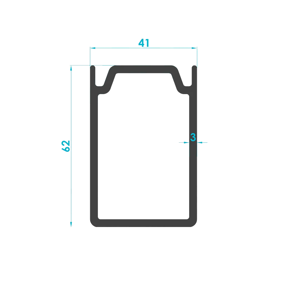 Solar Rail Splice Connector Profile 62mm (Code: 2054) — Engineering Section Drawing | SolarAlu Global