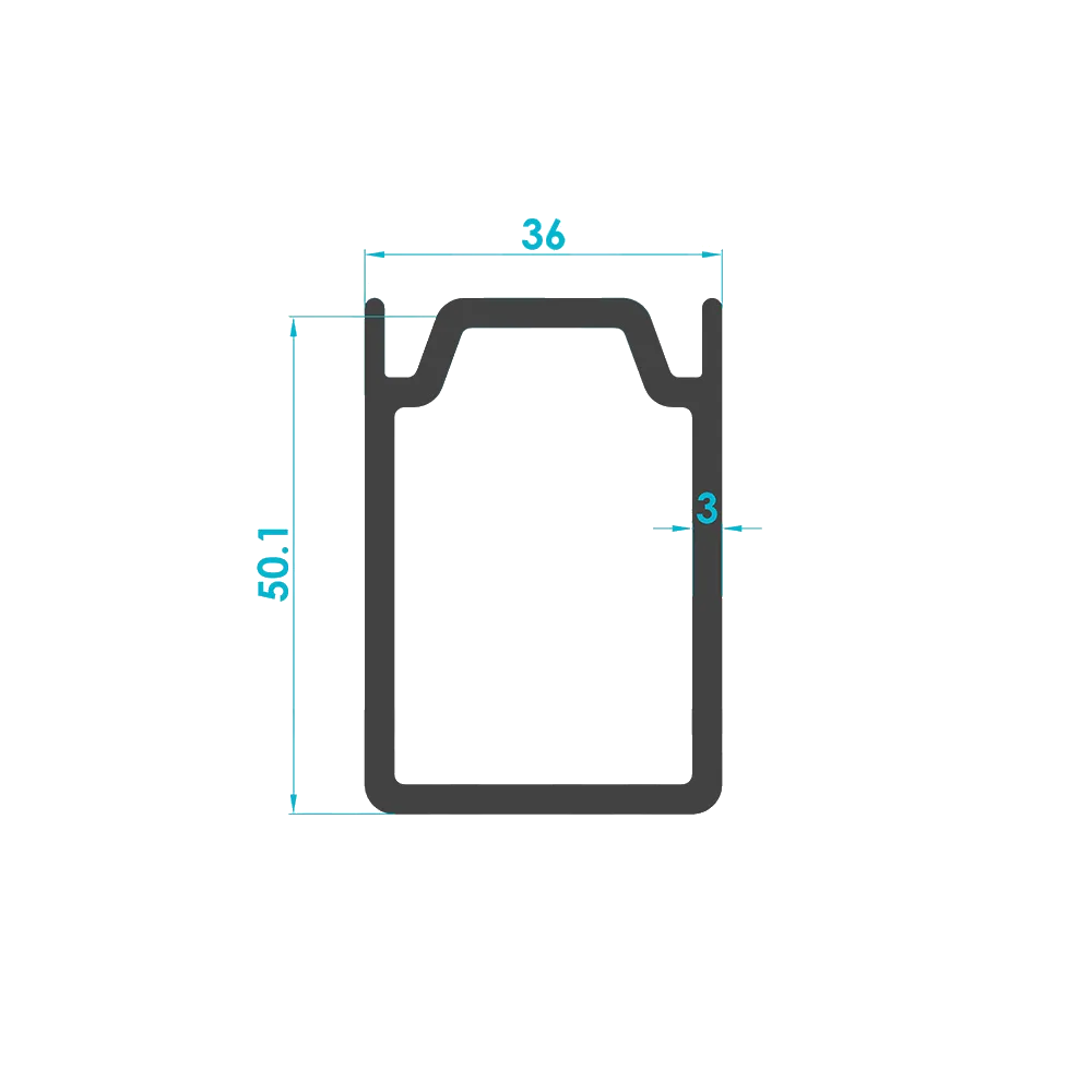 Solar Rail Splice Connector Profile 52mm (Code: 2095) — Engineering Section Drawing | SolarAlu Global
