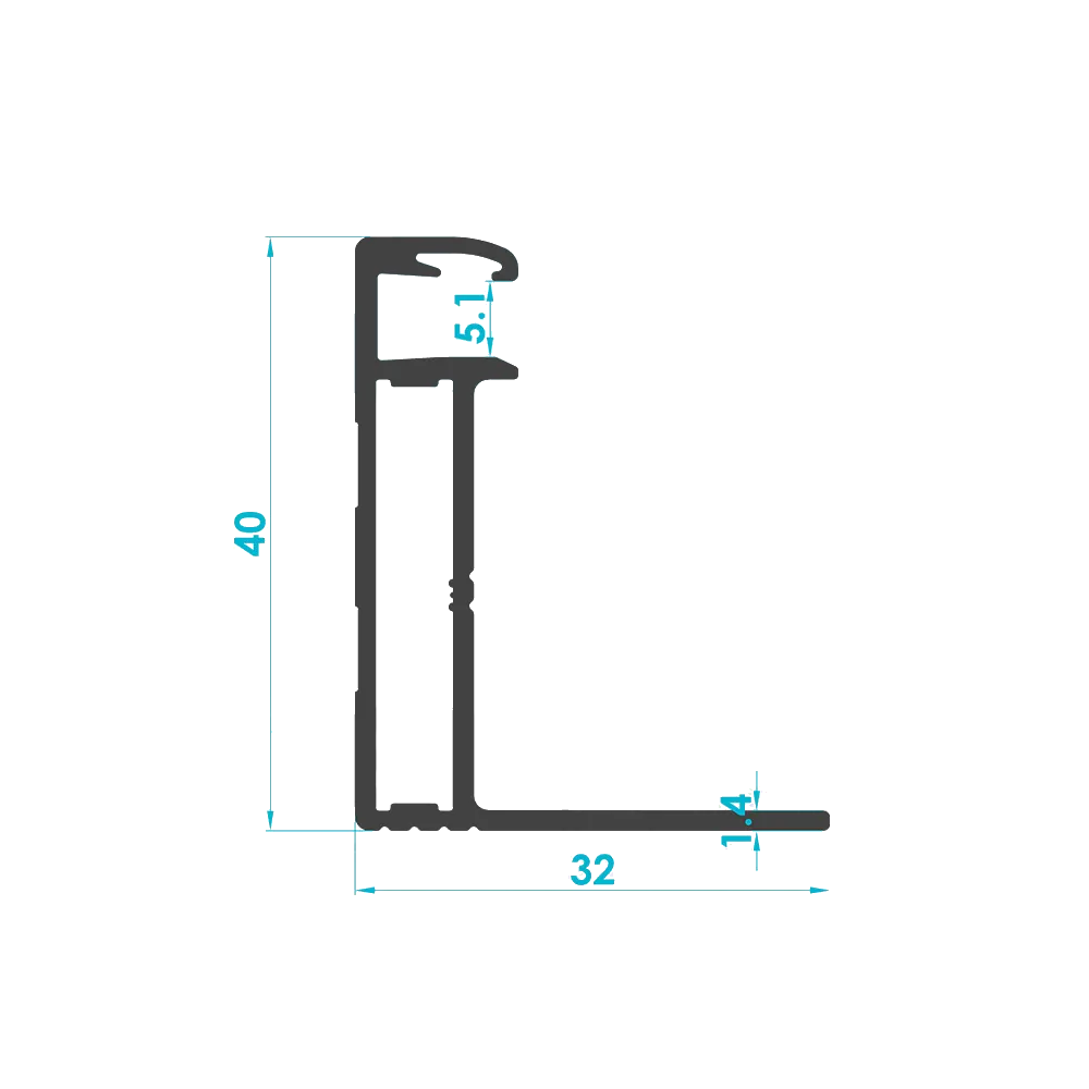 Solar PV Module Aluminum Frame Profile 40mm (Code: 3161) — Engineering Section Drawing | SolarAlu Global