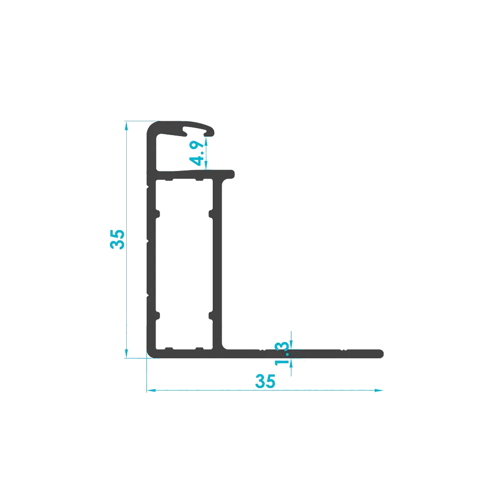 Solar PV Module Aluminum Frame Profile 35mm (Code: 3163) — Engineering Section Drawing | SolarAlu Global