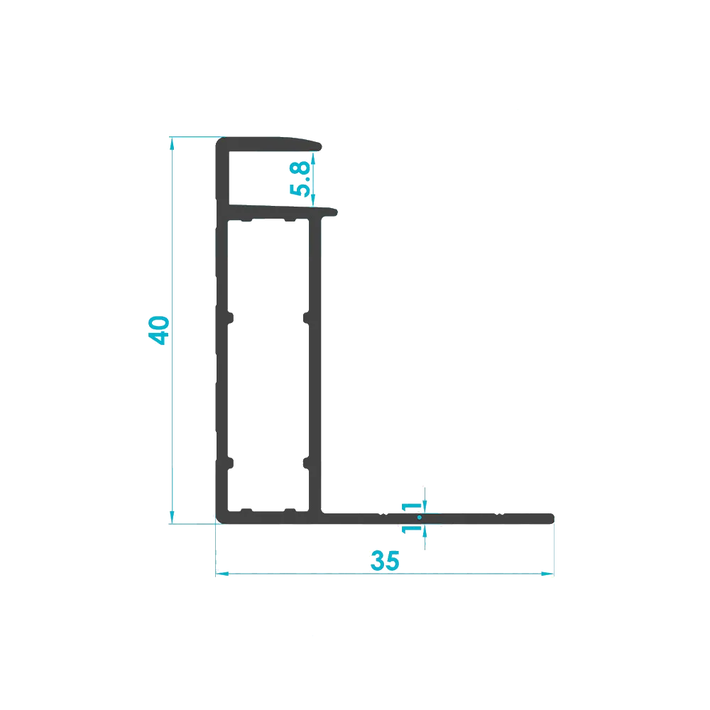 Solar PV Module Aluminum Frame Profile 40mm (Code: 3184) — Engineering Section Drawing | SolarAlu Global