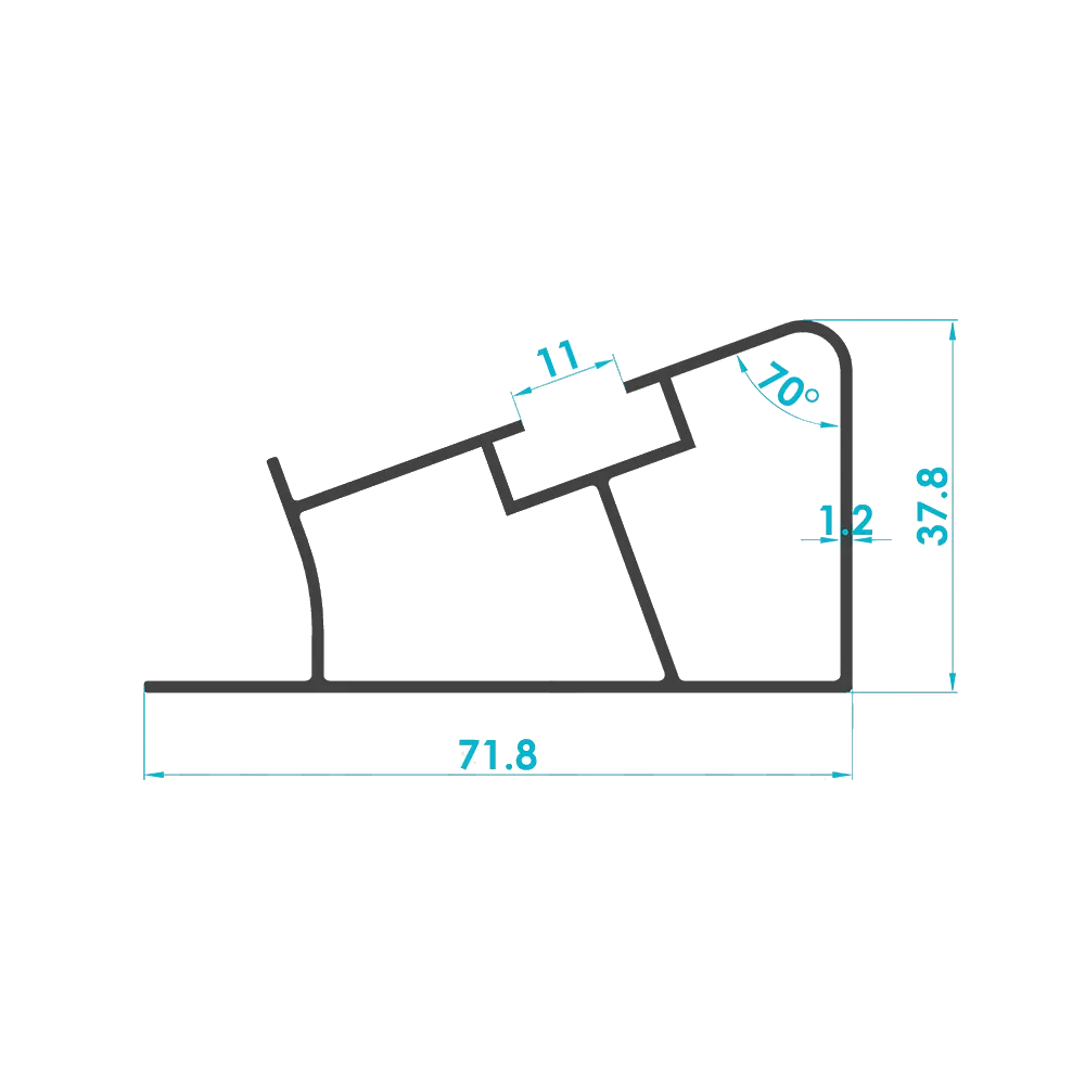 Adjustable Tilt Solar Mounting Leg Profile (Code: 3472) — Engineering Section Drawing | SolarAlu Global