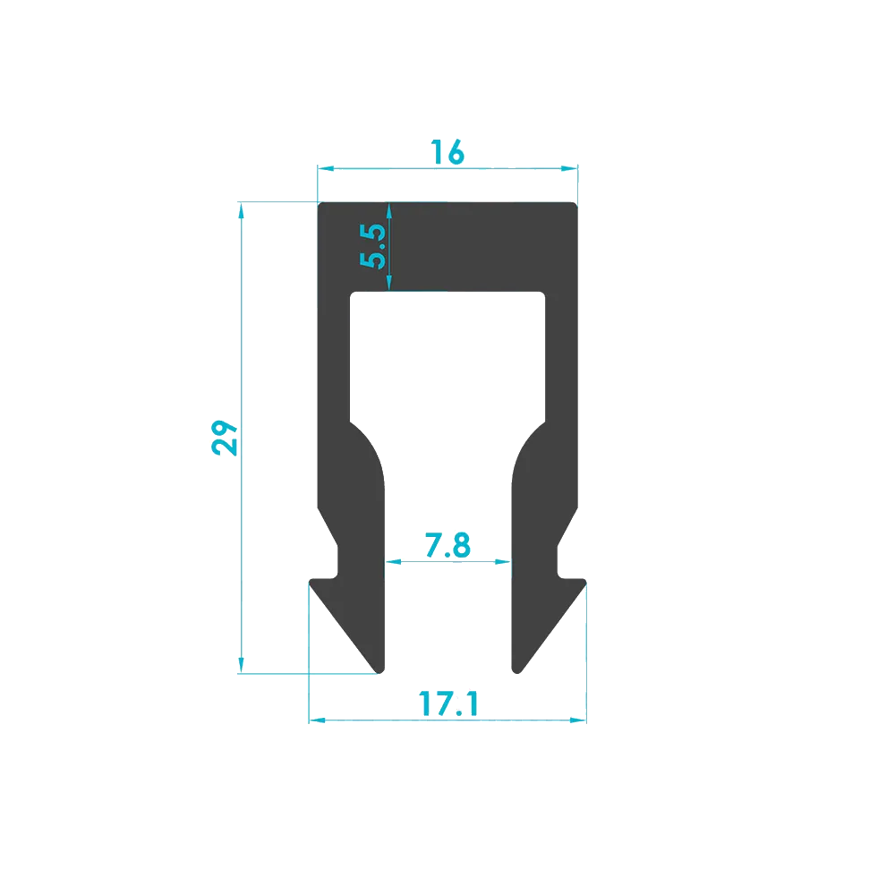 Solar Module Cable Retaining Clip Profile (Code: 3615) — Engineering Section Drawing | SolarAlu Global