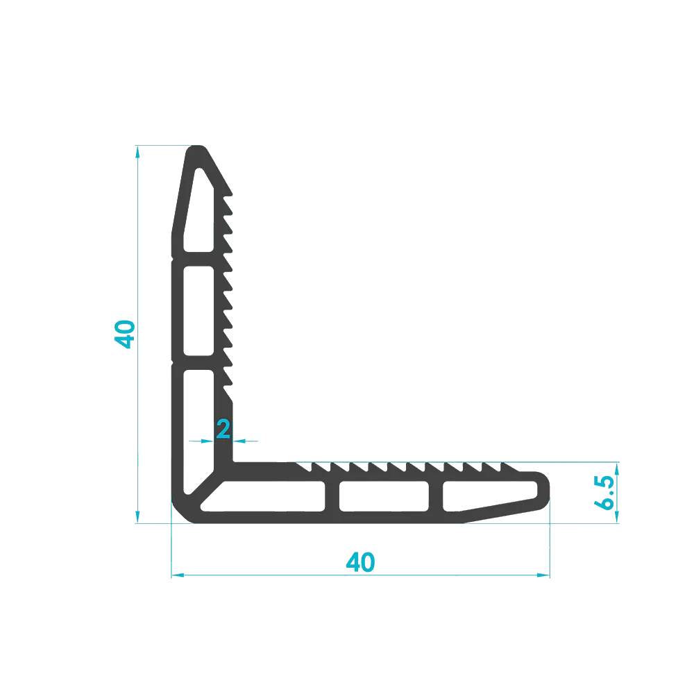 Solar Panel Corner Key Bracket Profile 6.5mm (Code: 3883) — Engineering Section Drawing | SolarAlu Global